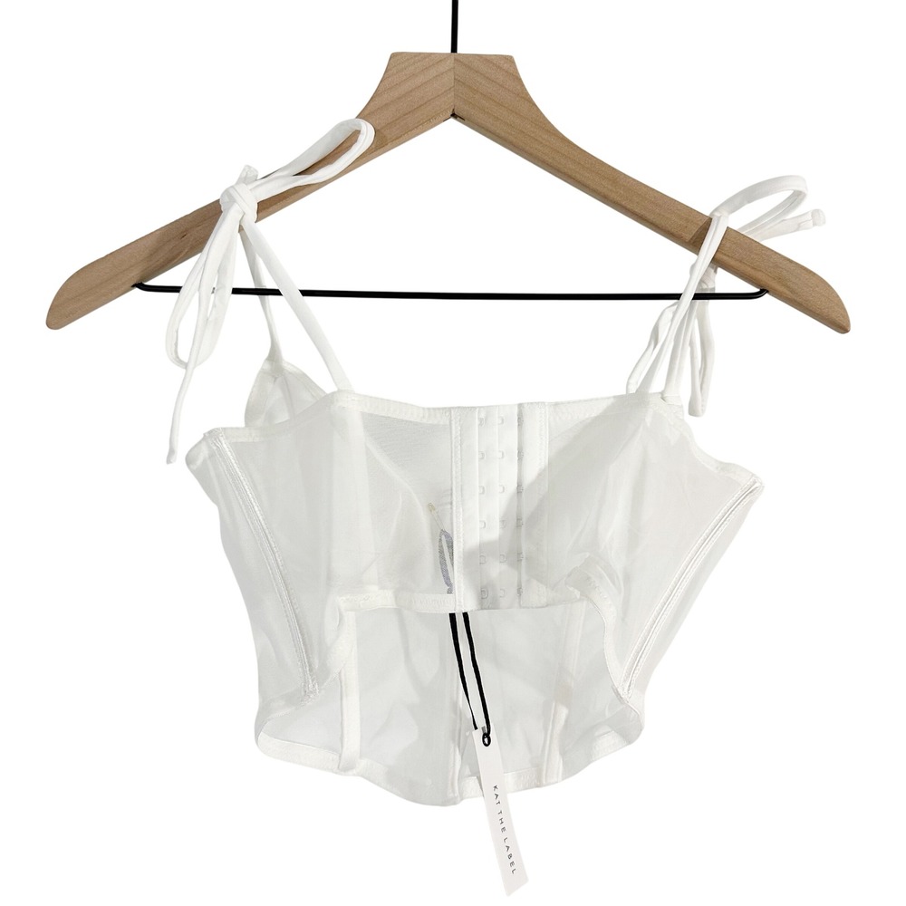 Kat The Label Femme Bustier Bone Bodice Mesh Crop Top White Small Corset Revolve - Picture 4 of 6